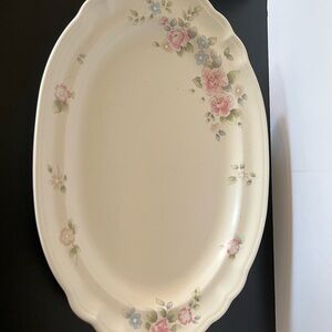 Pfaltzgraff Cream Platter with Pink and Blue Floral Design